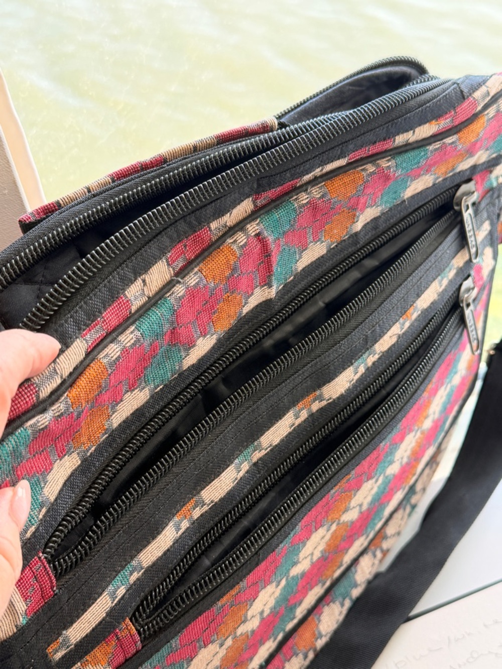 Nepalese Dhaka Manufactured Multi-Colored Cloth Briefcase Laptop Bag - Picture 7 of 7
